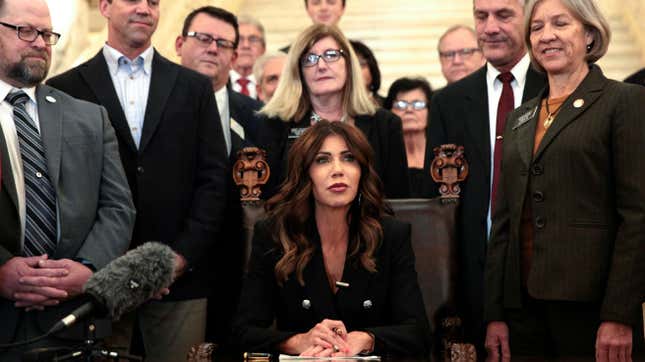 South Dakota Gov. Kristi Noem also signed a bill in 2022 that banned transgender women and girls from playing on girls’ sports teams.
