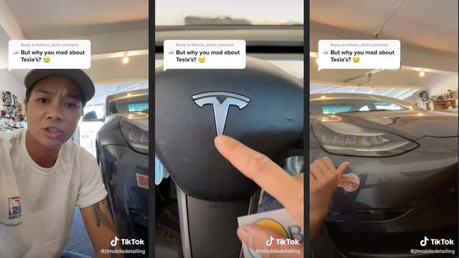 Image for article titled Watch A Pro Detailer Point Out All The Flaws On A Tesla Model 3