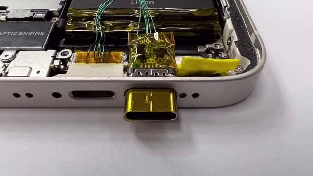 A photo of the bottom of this iPhone hack 