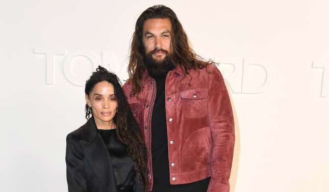 Jason Momoa and Lisa Bonet arrives at the Tom Ford AW20 Show on February 07, 2020 in Hollywood, California.