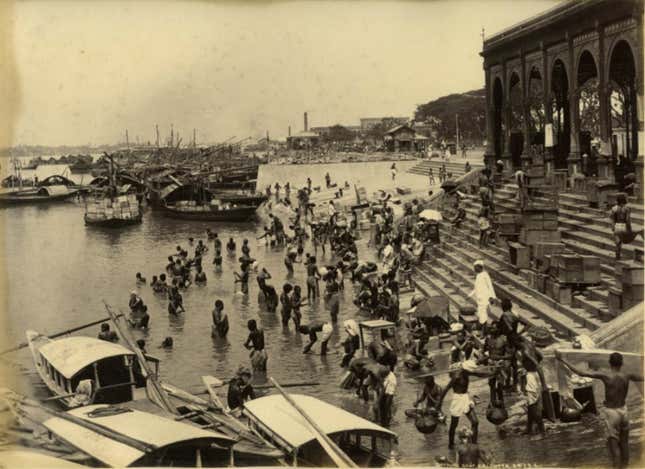 A bathing ghat in Calcutta.