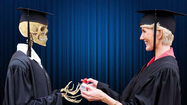 Image for article titled Graduation Audience Tears Up After Skeleton Shows Up To Accept Posthumous Degree