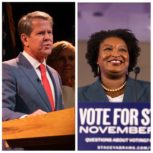 Side by side of Brian Kemp and Stacey Abrams