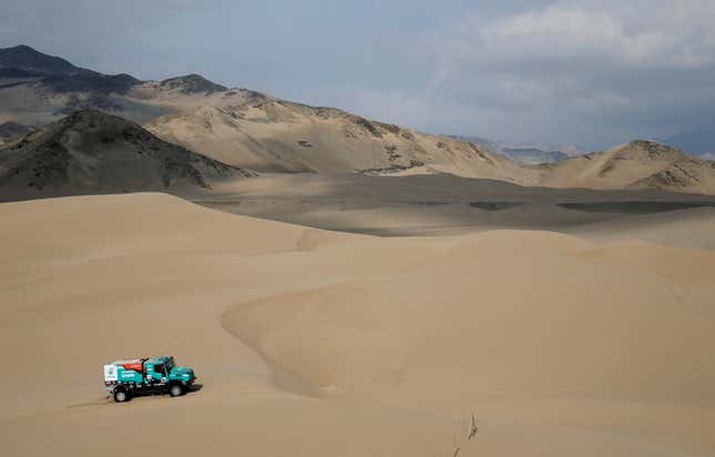 Image for article titled Photos: The epic landscape of the Dakar Rally, seen from above