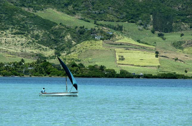 A fishing boat off the east coast of Mauritius.
