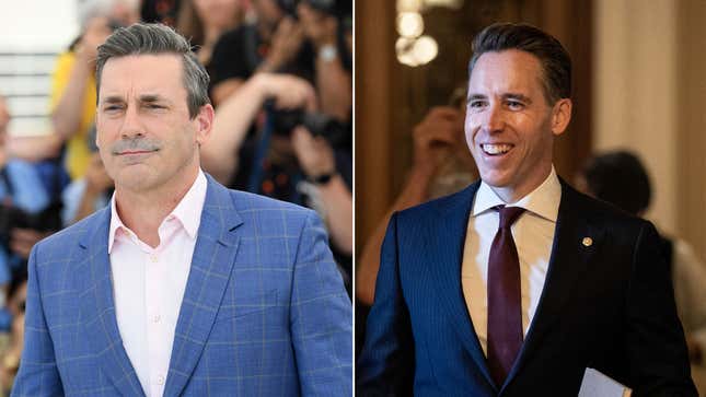 Image for article titled Jon Hamm Mocks Josh Hawley’s Masculinity Book in Hilarious Ad for His Opponent