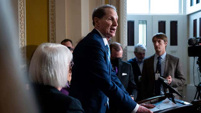 Senator Ron Wyden (D-OR) speaks to media during the weekly Senate Democrat Leadership press conference, at the U.S. Capitol, in Washington, D.C., on Tuesday, September 13, 2022.