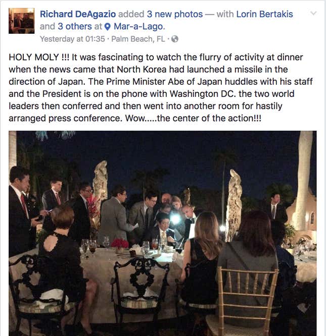 Image for article titled Donald Trump responded to North Korea’s missile test in a room full of strangers with smartphones