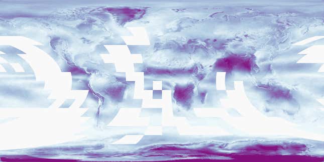 Seasonality of cloud cover. Dark purple areas have the greatest variation in cloud cover from month-to-month.
