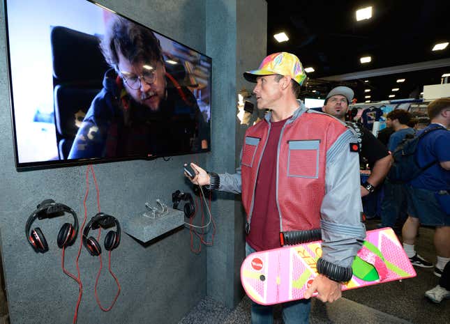 This superfan looks on at something the film got right 26 years ago. Unlike everything he’s wearing.