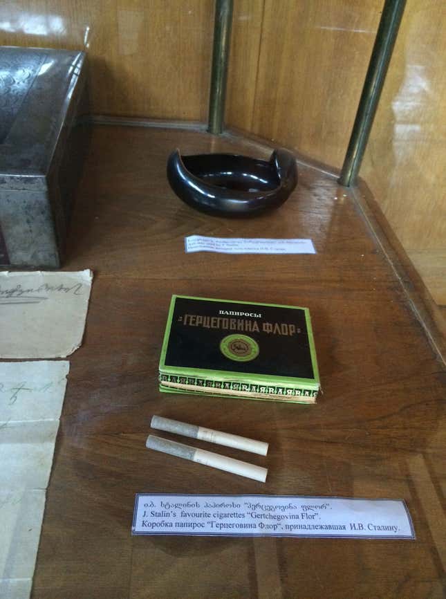 Stalin’s favorite smokes in the Stalin Museum of Gori, Georgia.