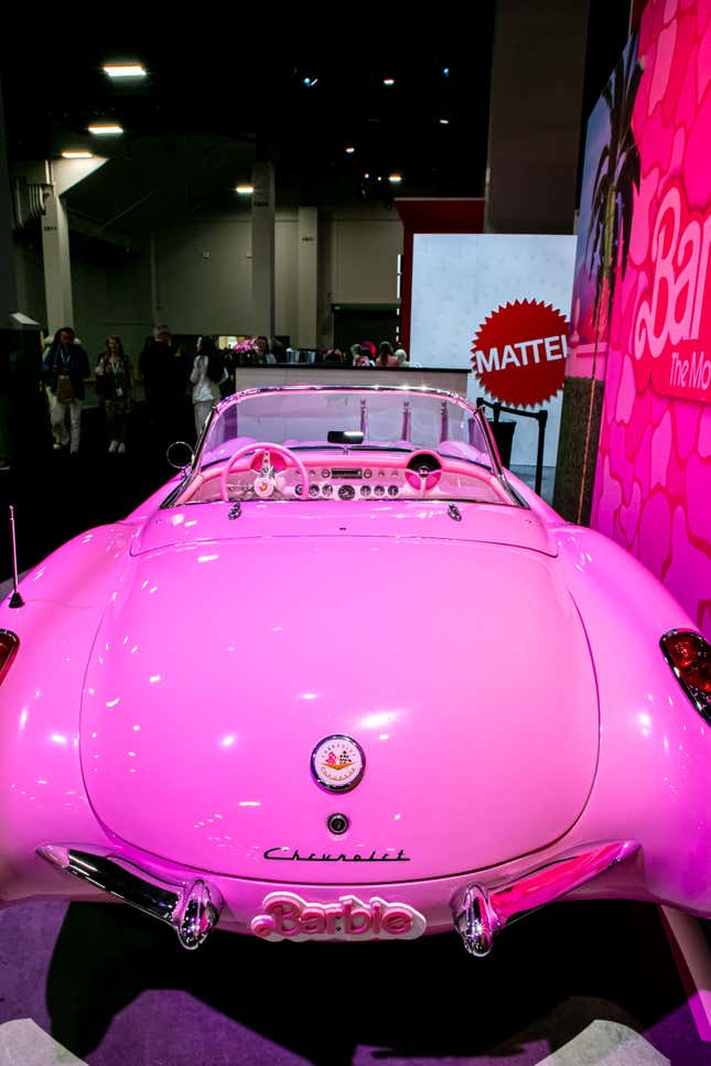 Barbie Movie Car Margot Robbie's Pink Corvette on Display