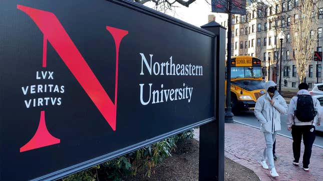 File photo of students walking on the Northeastern University campus in Boston on Jan. 31, 2019.