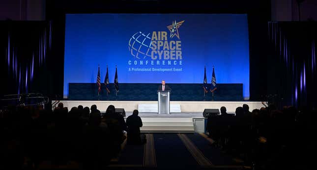 Secretary of the Air Force Frank Kendall speaks on September 19, 2022 at the 2022 Air, Space, &amp; Cyber Conference in Maryland.