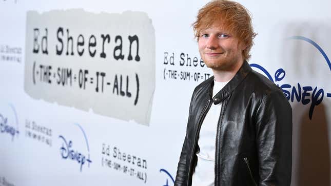 Ed Sheeran attends the premiere of Ed Sheeran: The Sum of It All on May 02, 2023 in New York