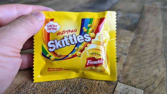 Image for article titled Here’s What Mustard Skittles Taste Like