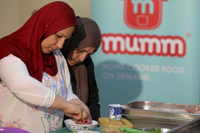 Women attend a cooking class conducted by Egyptian NGO Fard and Egyptian startup Mumm in Cairo, Egypt.