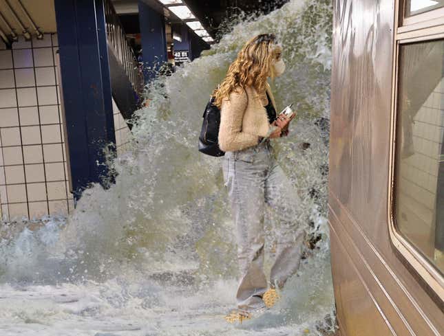 Image for article titled Rude MTA Customer Tries To Board Subway Without Letting Out Massive Cascade Of Water First