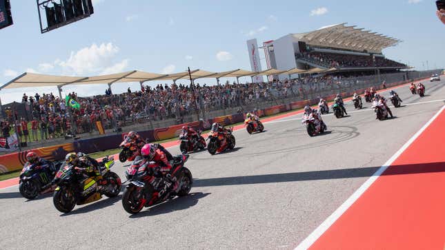 MotoGP riders start the sprint race at Circuit of the Americas, 2023