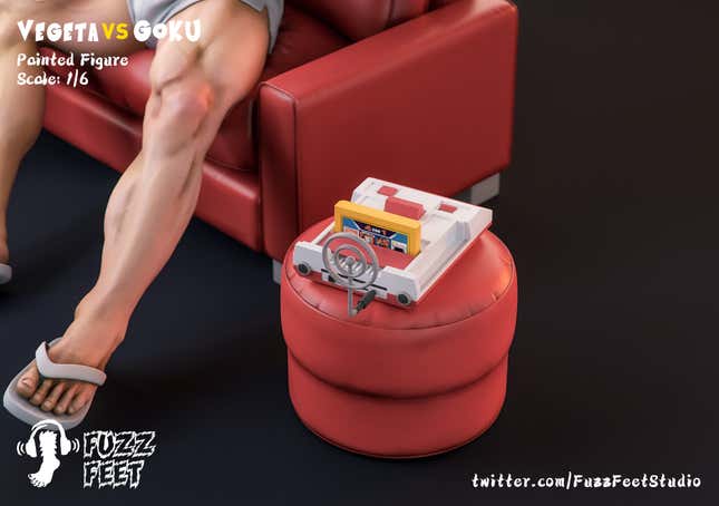 A mini-replica of a Famicom plays games. 