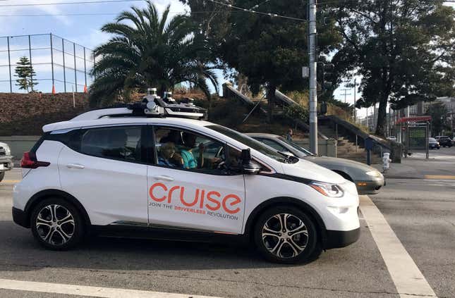 A Cruise self-driving car is seen in San Francisco where it does most of its testing, in California, U.S., September 26, 2018.