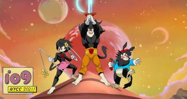 In a crop of a clip of Animaniacs season 2, the Warner siblings spoof the 80s cartoon Thundercats. 