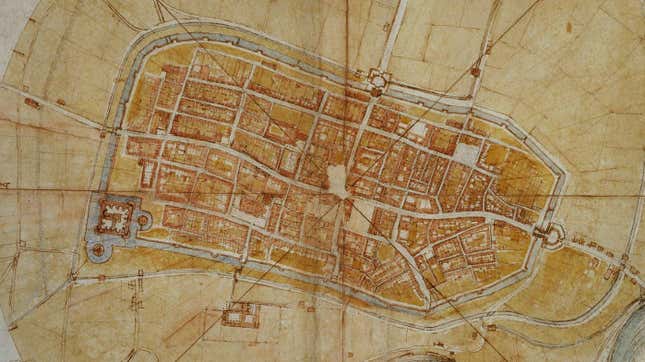 El mapa icnográfico de Imola diseñado por Leonardo da Vinci en 1502