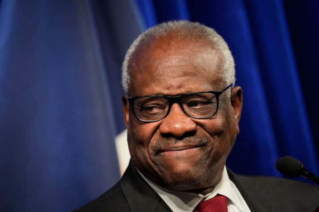 Associate Supreme Court Justice Clarence Thomas speaks at the Heritage Foundation on October 21, 2021, in Washington, DC.