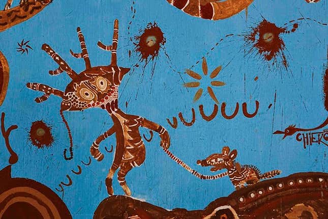 Image for article titled Japanese artists create stunning mud paintings on this Indian school’s walls—then wipe them off