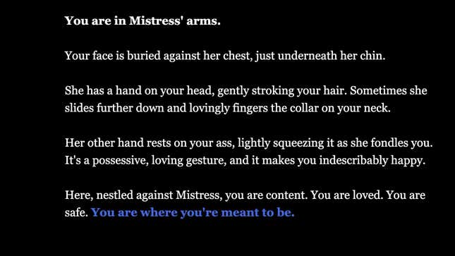 Erotic text.