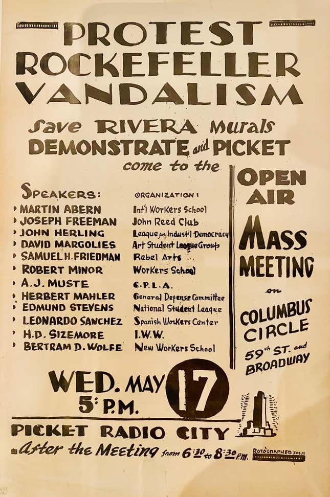 Protest flyer in the Whitney exhibition