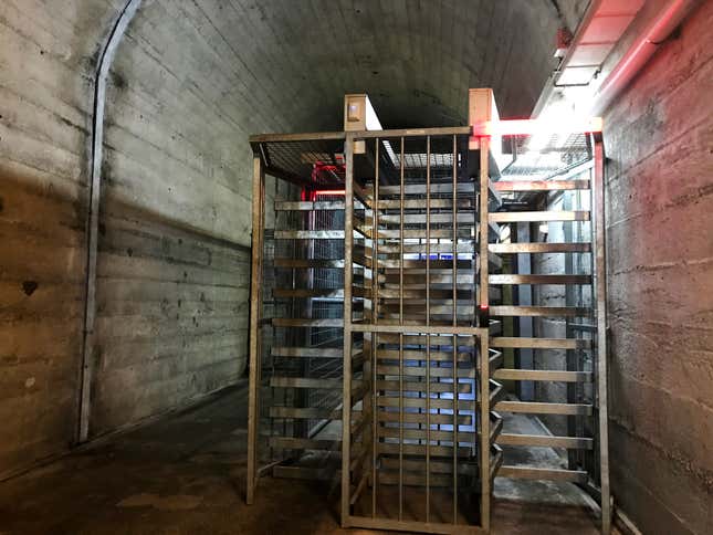 Entering the data center proper.