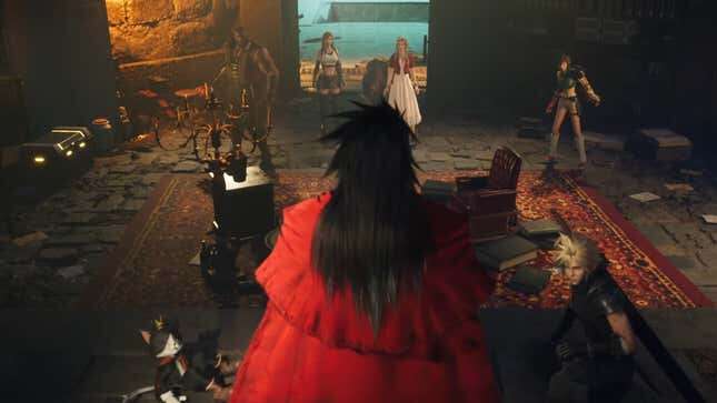 Vincent Valentine stands before the party in Final Fantasy VII Rebirth.