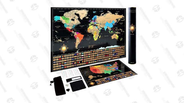 Scratch Off World Map Poster + Deluxe United States Map | $16 | Amazon