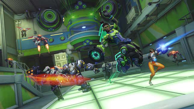 Lucio, Tracer, and Reinhardt take on enemies in the new Overwatch 2 PvE mode.