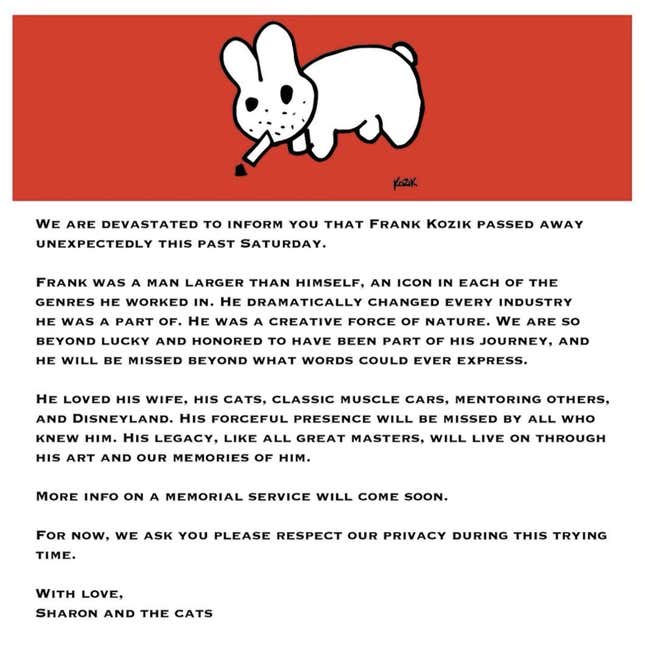 Image for article titled RIP Frank Kozik, 1962-2023