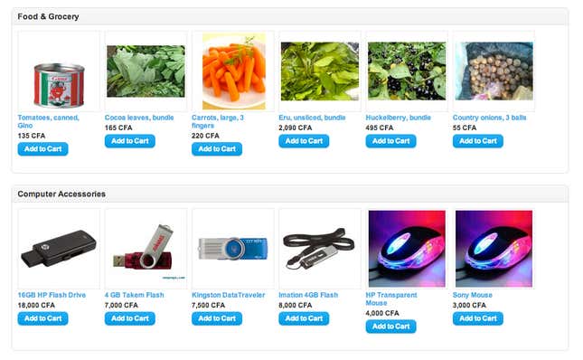 Makonjoh: Selling USB drives and carrots.