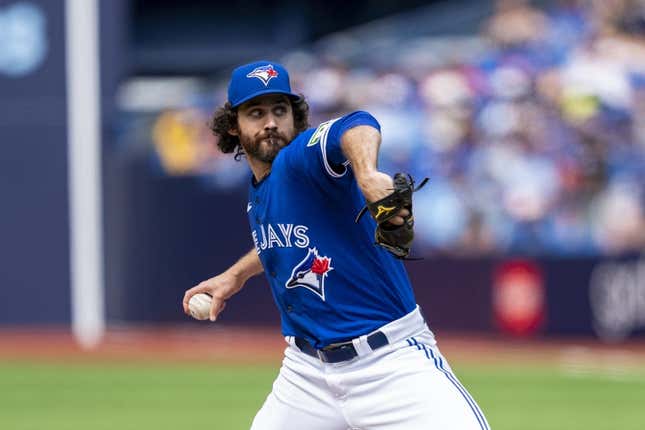 Jul 20, 2023; Toronto, Ontario, CAN; Toronto Blue Jays relief pitcher Jordan Romano (68) pitches to the San Diego Padres during the ninth inning at Rogers Centre.
