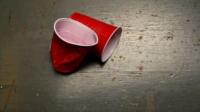 Red solo cups on ground