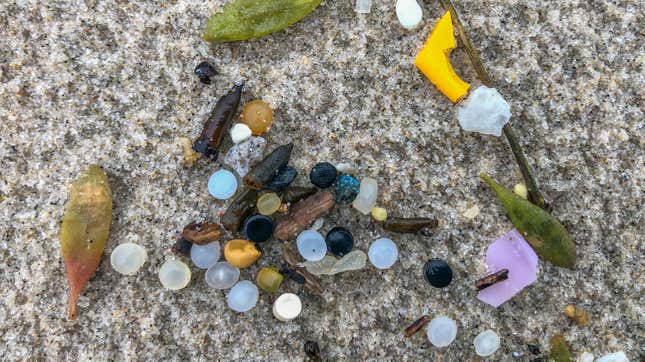 Bits of plastic, only 2 to 3 millimeters in size, are washed up on the beach of the North Sea on the west coast of Denmark.
