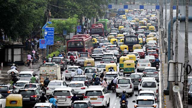 Traffic jam at ITO due to the rain, on July 26, 2023 in New Delhi, India.