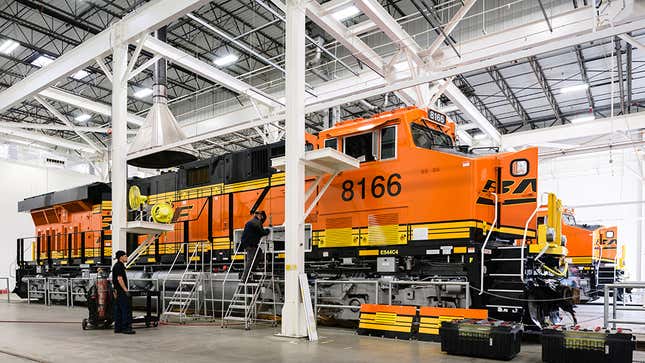 The prep room is the Evolution Locomotive’s final home at the facility.