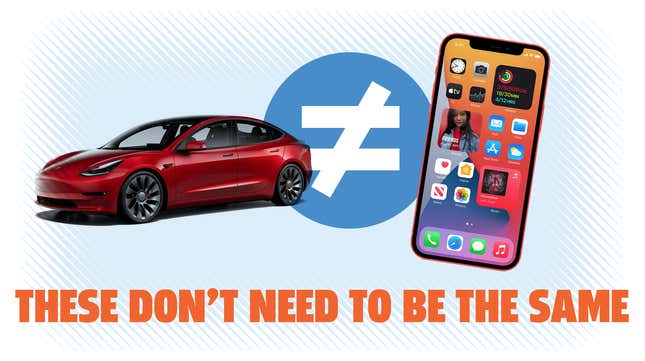 Image for article titled The New iPhone 13 Is Already Junk, Your Next Car Shouldn&#39;t Be
