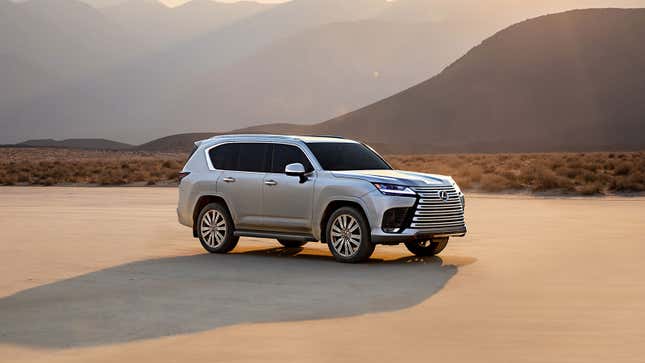A photo of a Lexus SUV with a large grille. 