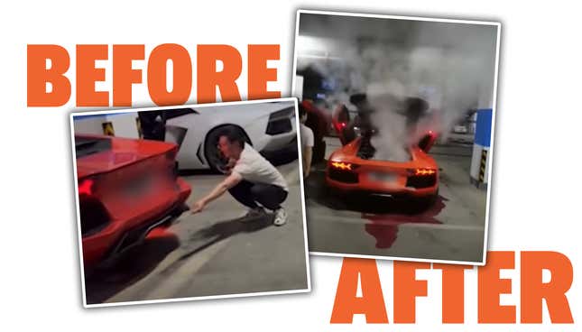 Image for article titled Watch A Dummy Make His Lambo Go Up In Smoke Trying To Cook A Kebab