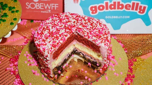 a piecaken at the Goldbelly Goldbelly Sweets & Beats party in February, 2020