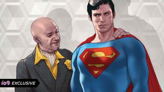 In a comic book illustration, Lex Luthor is shown trying to be chummy with a very apprehensive Superman.