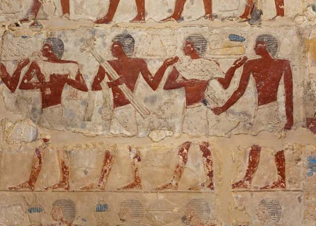 The tomb of an Old Kingdom official shows agricultural offerings for the tomb owner.