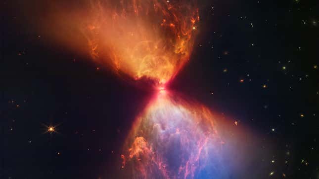 L1527 looks like an hourglass of orange and blue dust.
