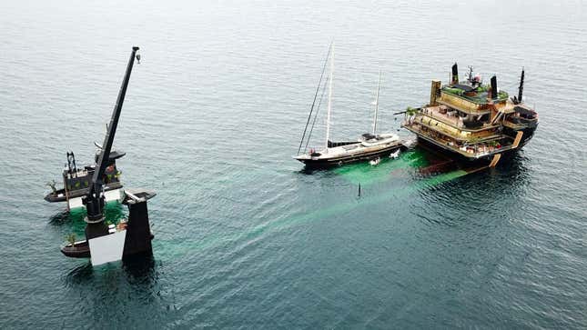 A photo of the sunk section of motor yacht OK.